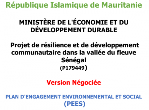 (PEES)PLAN D'ENGAGEMENT ENVIRONNEMENTAL ET SOCIAL